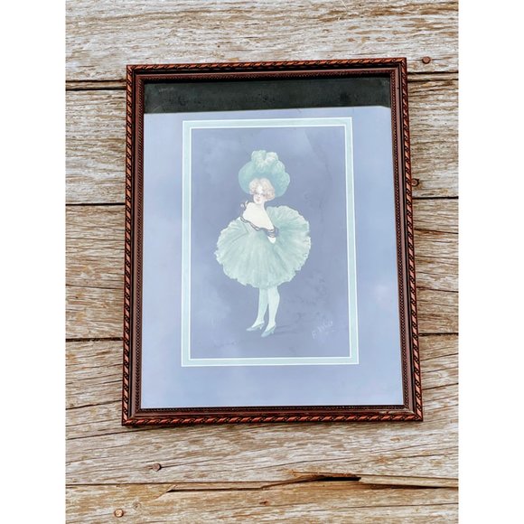 Antique 1904 Painting Can Can Show Girl Artist Signed Green - Picture 11 of 14